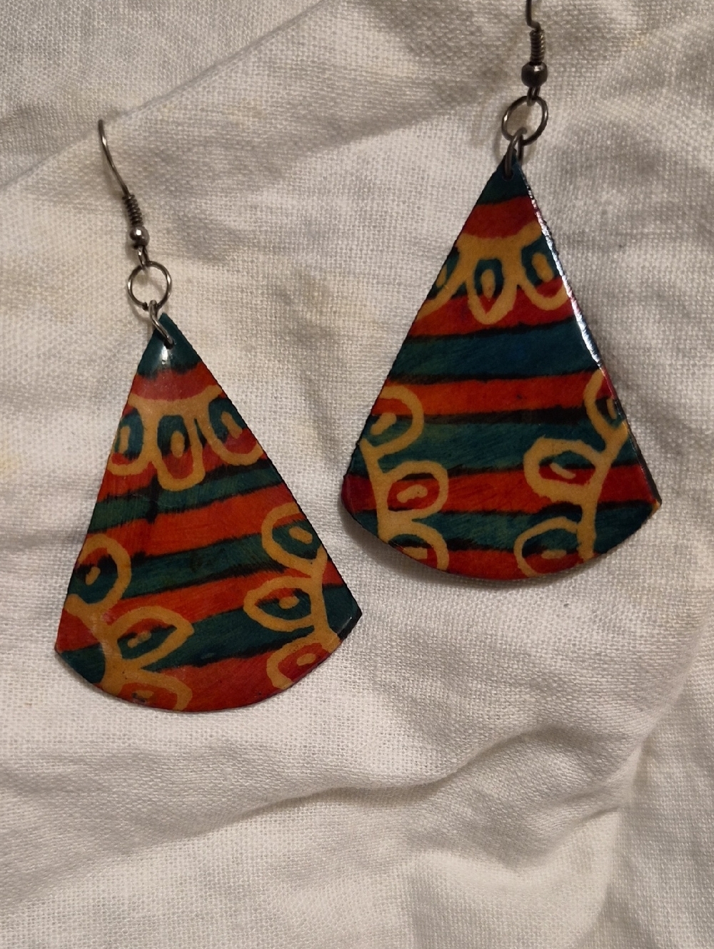 Colorful Teardrop Patterned Dangle Earrings - Multicolor